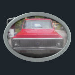 1972 Chevy C10 Bälte Buckle<br><div class="desc">Red 1972 Chevy C10 Bälte Buckle front view.</div>