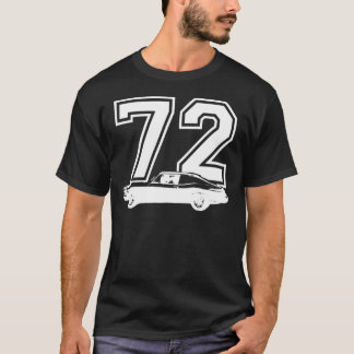 1972 Chevy Nova Side View Year Royal Blue Graphic  T Shirt