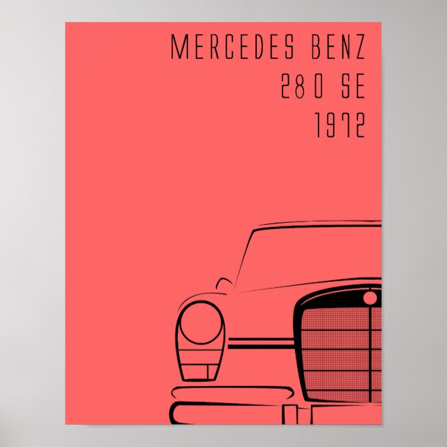 1972 Mercedes Benz 280SE Poster (Framsidan)
