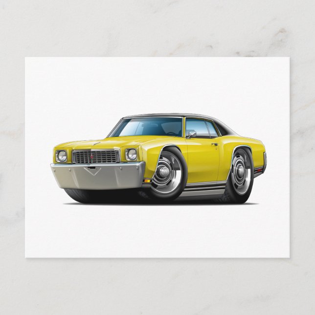 1972 Monte Carlo Gult-Black Top Car Vykort (Framsida)