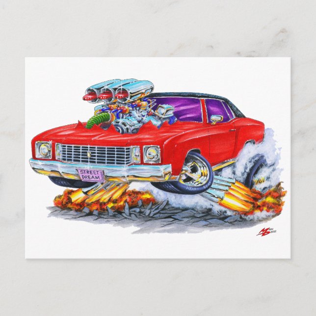 1972 Monte Carlo Red Car Vykort (Framsida)