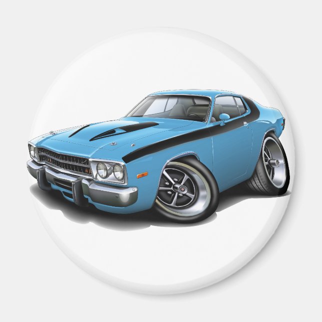 1973-74 Roadrunner Lt Blue-Black Car Magnet (Framsidan)