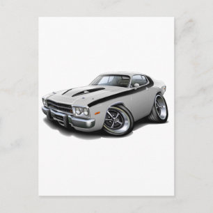 1973-74 Roadrunner White-Black Car Vykort