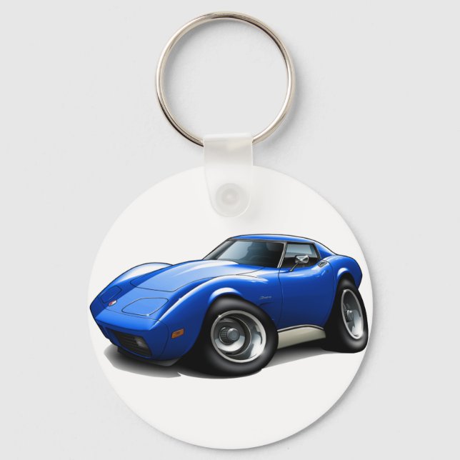 1973-76 Corvette Blue Car Nyckelring (Framsida)