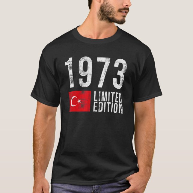 1973 års Begränsada utgåva Turkiet med Flagga föde T Shirt (Framsida)