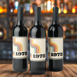 1973 Retro Vintage affisch Birthday eller Reunion Vinflaska Etikett