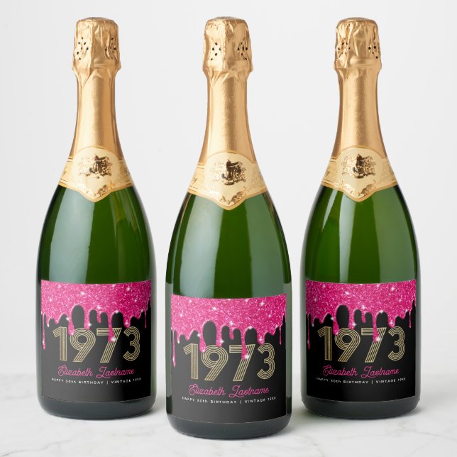 1973 Rosa och Svart 50-års Födelsedag Gnistrande V (Flaskor)