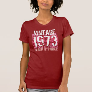 1973 vintage - röd rosa vitfödelsedag G201 Tee Shirt