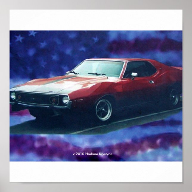 1974 AMC JAVELIN AMX ON CANVAS POSTER (Framsidan)