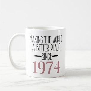 1974 Födelsedag 50 år gamla gåvor till kvinnor i M Kaffemugg