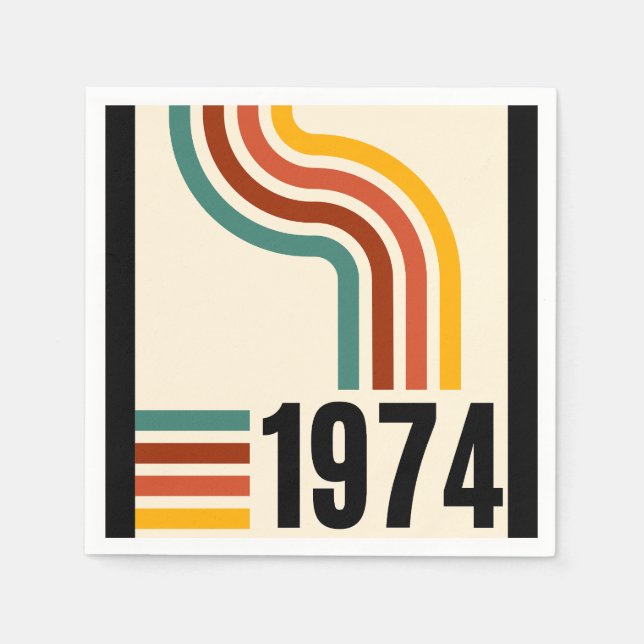 1974 Retro Vintage Affisch 50-årsdag Pappersservett (Framsidan)