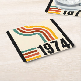 1974 Retro Vintage Affisch 50-årsdag Underlägg Papper Kvadrat
