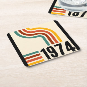 1974 Retro Vintage Affisch 50-årsdag Underlägg Papper Kvadrat
