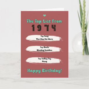 1974 Topp Lista Födelsedag Kort