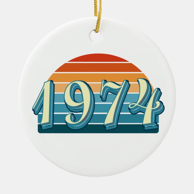 1974 Vintage 50:e födelsedagen Julgransprydnad Keramik (Framsidan)