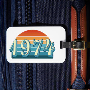 1974 Vintage 52:a födelsedagsetiketten - Retro Bagagebricka