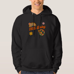 1975 Baby Retro Blommor Fredstecken Groovy Hippie  Hoodie