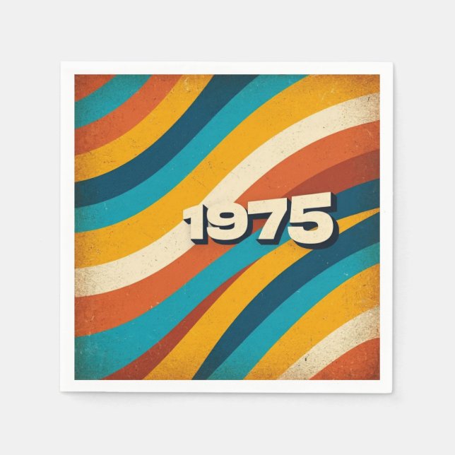 1975 Retro Pappersservett Vintage 70s Groovy Rand (Framsidan)