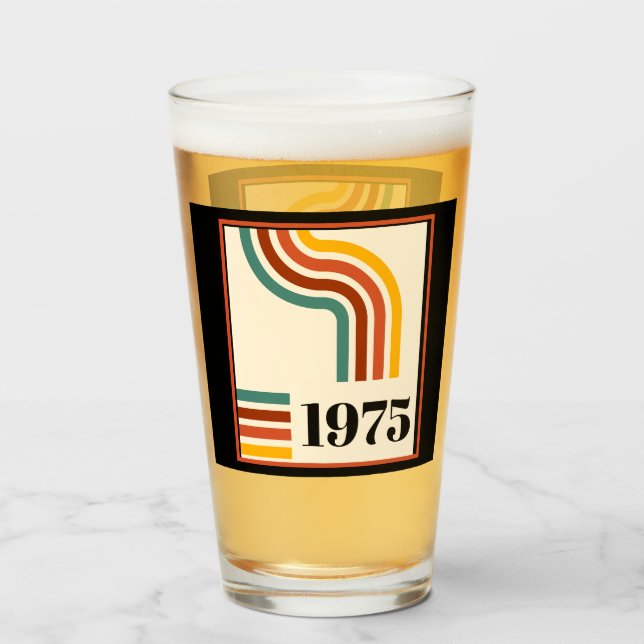 1975 Retro-randigt Vintage-affisch 50-årsdag Glaskopp (Baksida fylld)