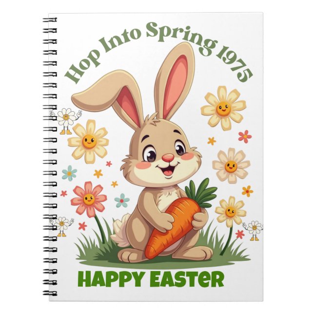1975 Retro Vår Bunny Anteckningsbok (Framsidan)