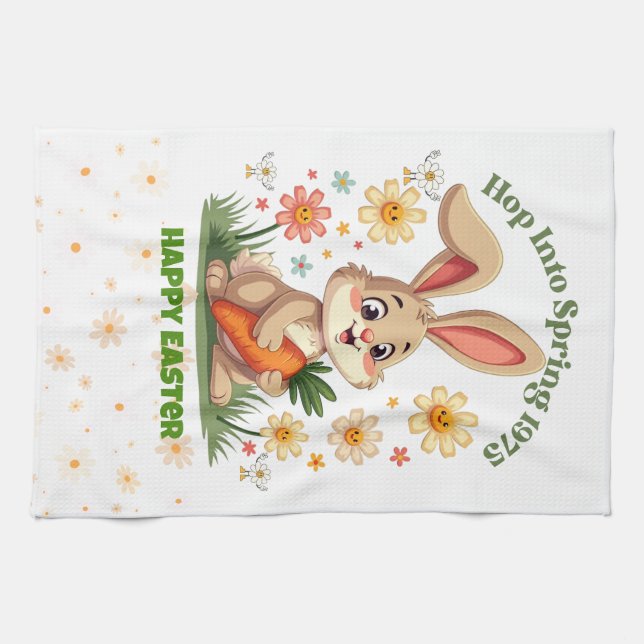 1975 Retro Vår Bunny Kökshandduk (Horisontell)