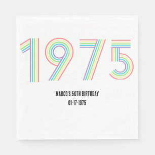 1975 Retro Vintage Regnbågsnr 50:e födelsedagen Pappersservett