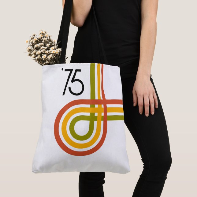 1975 Trendig Retro Rainbow Rand Tote Tygkasse (Närbild)