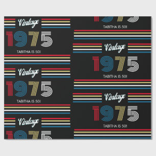 1975 Vintage Retro Rand Primary Färg Presentpapper