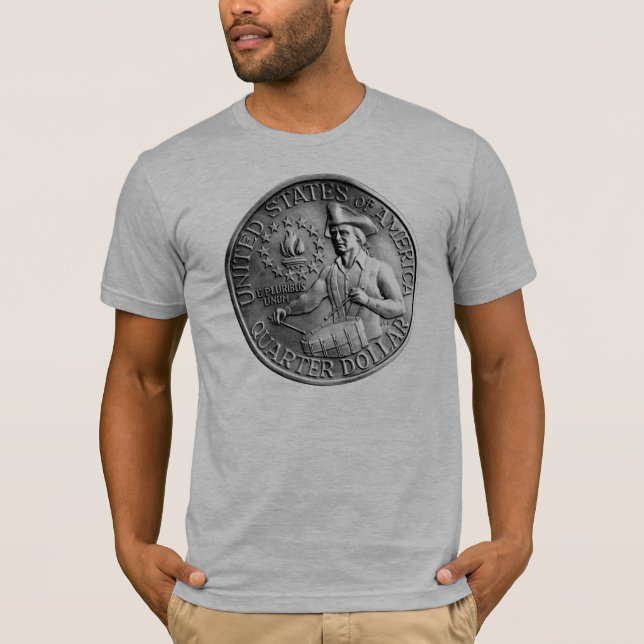 1976 Bicentennial inkvartera omvänt T-shirt (Framsida)