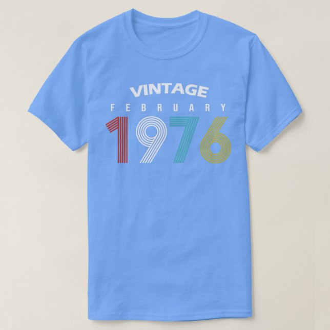 1976 februari Vintage Birthday Gif T Shirt (Design framsida)