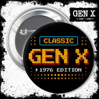 1976 Gen X Classic Retro Gamer - spelande födelsed Knapp
