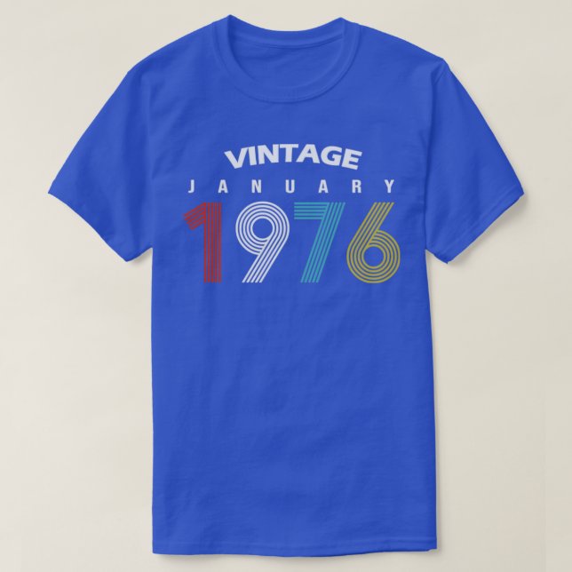 1976 januari Vintage Birthday Gif T Shirt (Design framsida)
