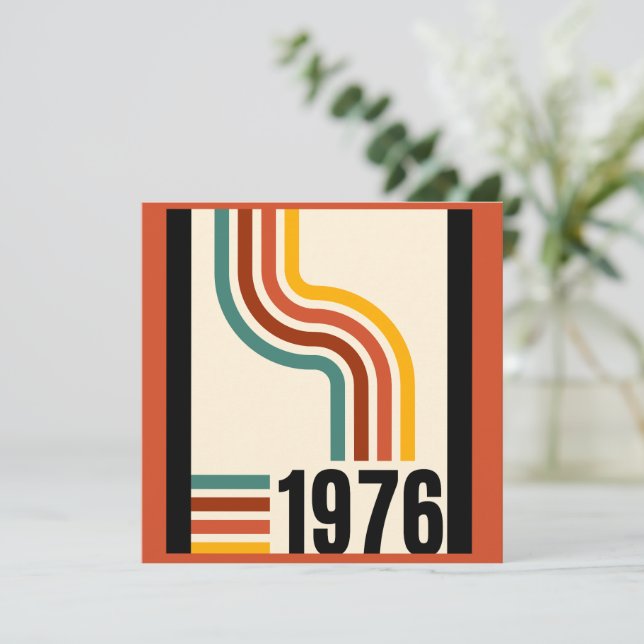 1976 Retro Rand Vintage Inbjudningar (Stående Fram)