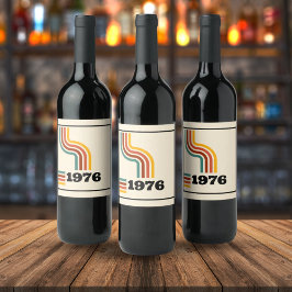 1976 Retro Vintage affisch Birthday eller Reunion Vinflaska Etikett