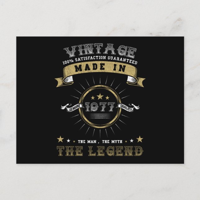 1977 Född Födelsedag Vintage Vykort (Framsida)