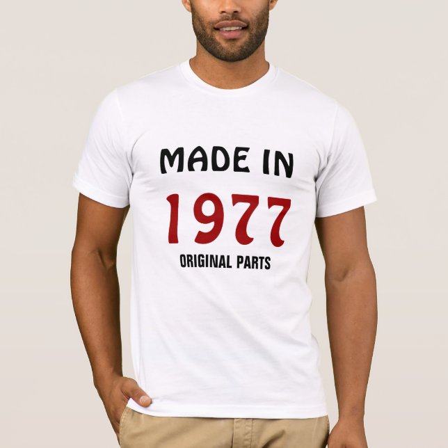 1977, tillverkad 1977, originaldelar t shirt (Framsida)
