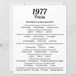 1977 Trivia Spel | 49-års födelsedagsfirande