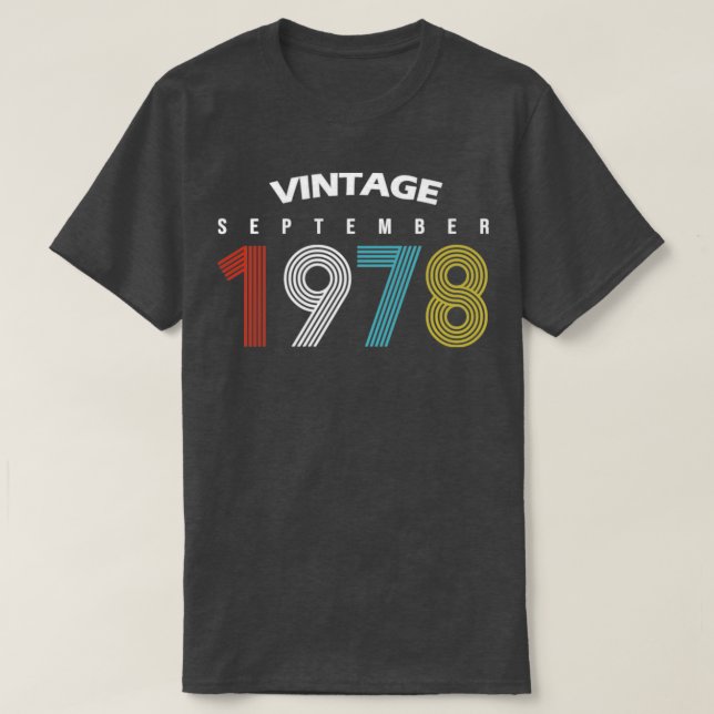 1978 september Vintage Birthday Gif T Shirt (Design framsida)