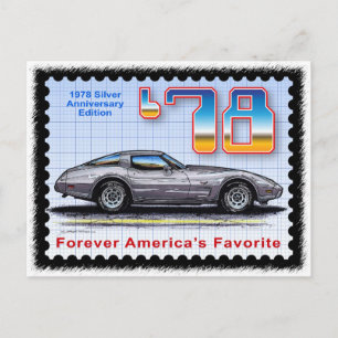 1978 Silver-årsdagen Speciell utgåva Corvette Vykort