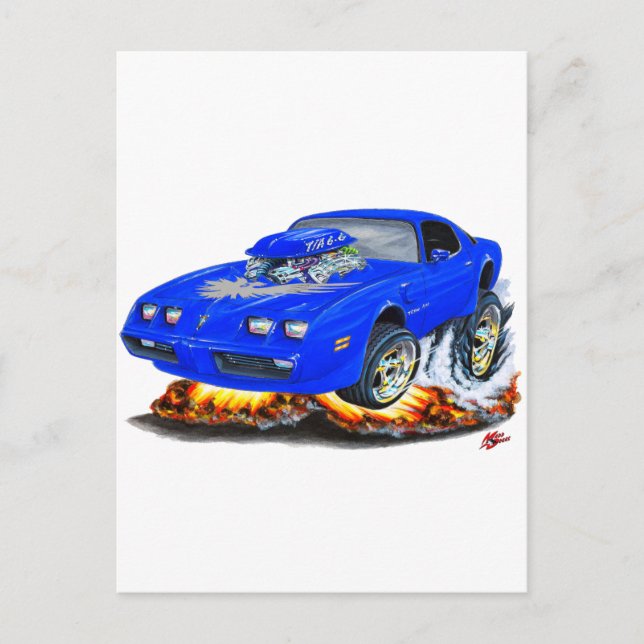 1979-81 Trans Am Blue-Grått-bil Vykort (Framsida)