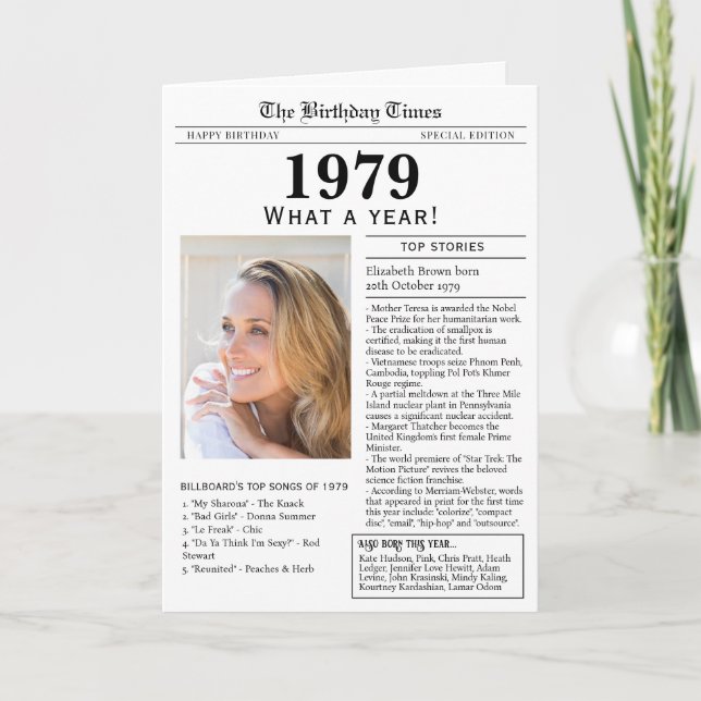 1979 Nyhetsblad - födelsedag Kort (Framsida)