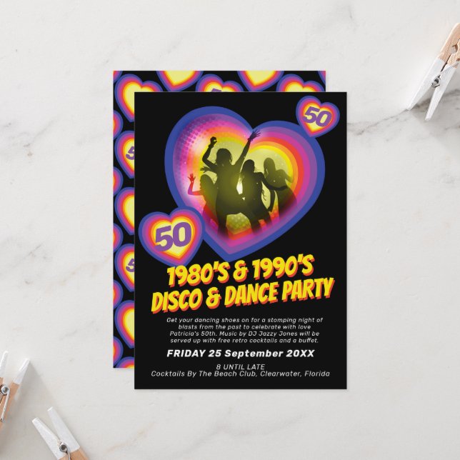 1980 års födelsedag i Dance party Inbjudningar (Fram/Back In Situ)