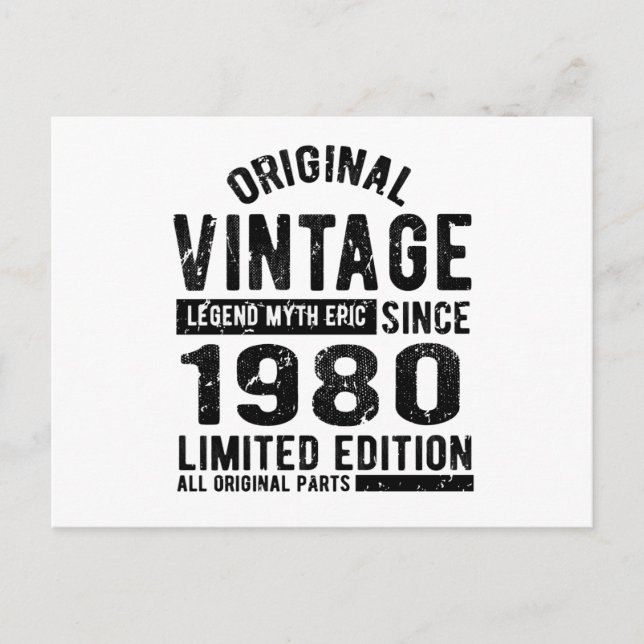 1980 Födelsedag i Vintage-stil Vykort (Framsida)