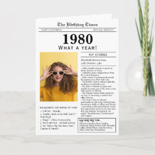 1980 Nyhetsblad - födelsedag Kort