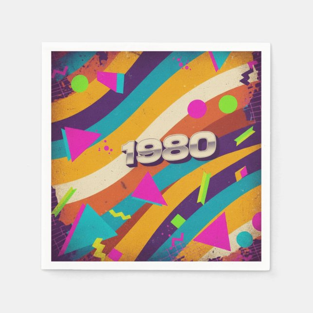 1980 - Retro Vintage 80s Neon Geometric - Pappersservett (Framsidan)