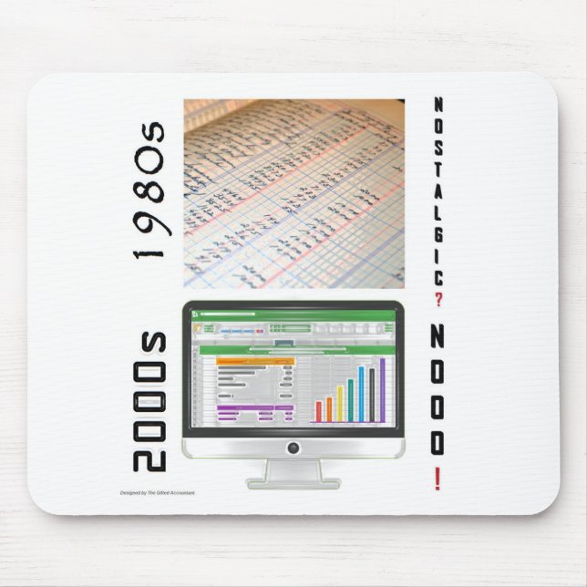 1980-talet mot 2000-talets bokföringspad musmatta (Framsidan)
