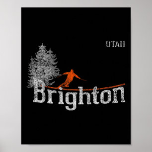 1980-talet Stil Brighton Utah Vintage Skiing Poster