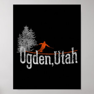 1980-talet Stil Ogden Utah Vintage Skiing Poster