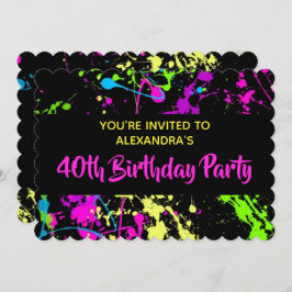 1980-talets färgfärgplatta 40:e födelsedagen Party Inbjudningar