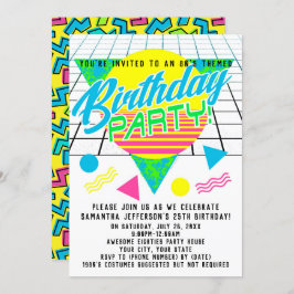 1980-talets färgstarka geometriska Födelsedagsfest Inbjudningar
